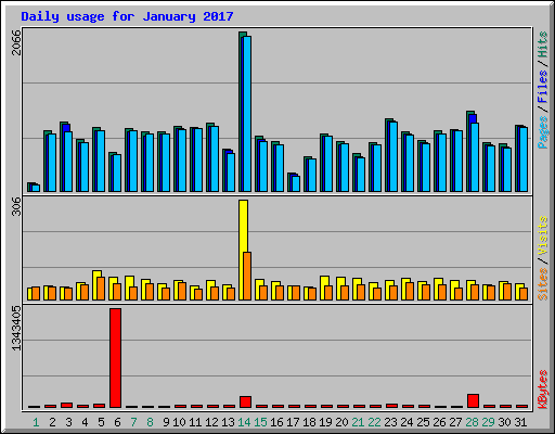 Daily usage for January 2017