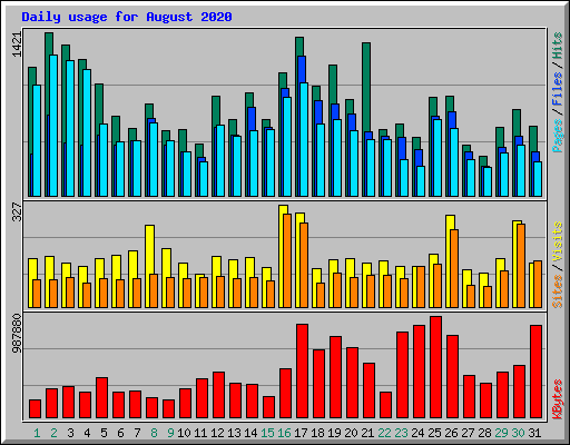 Daily usage for August 2020