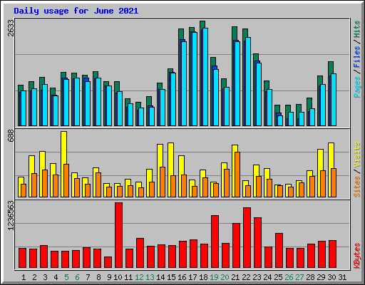 Daily usage for June 2021