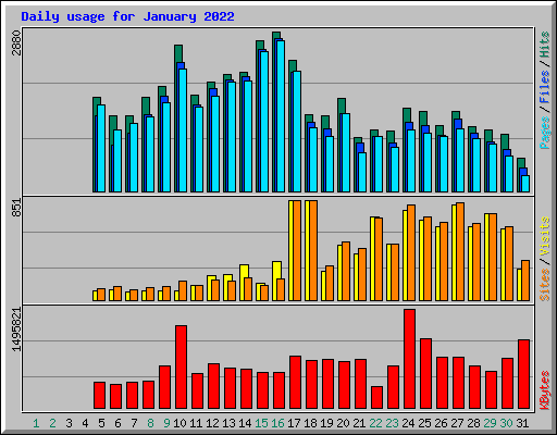 Daily usage for January 2022
