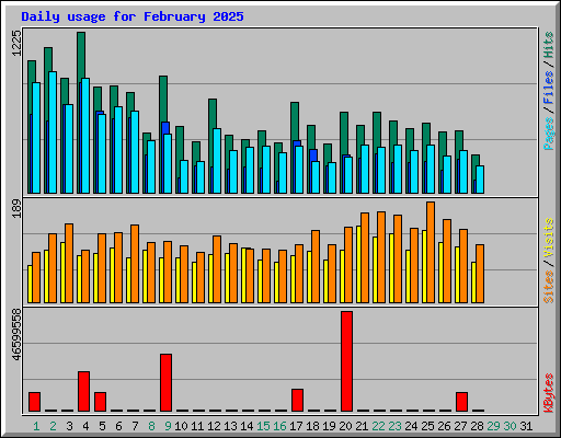 Daily usage for February 2025