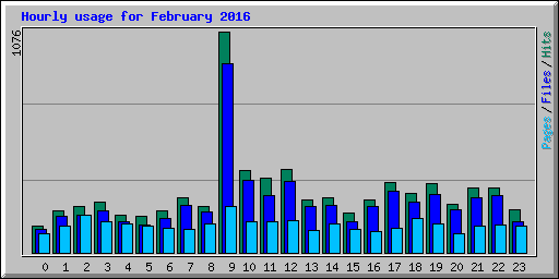 Hourly usage for February 2016