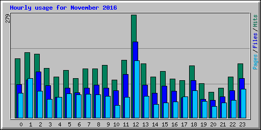 Hourly usage for November 2016