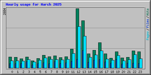 Hourly usage for March 2025